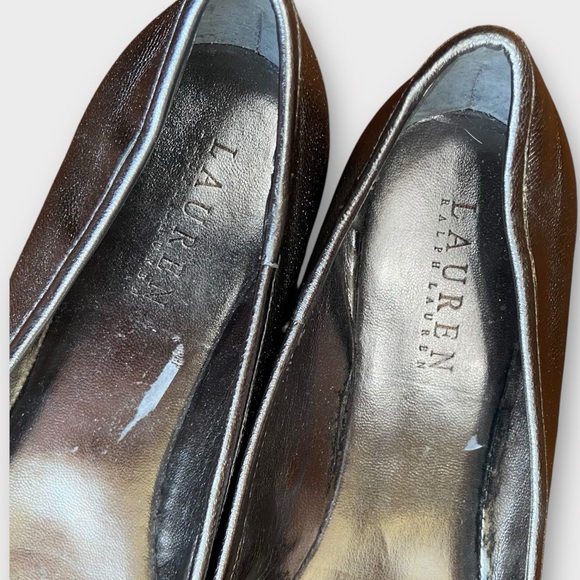 RALPH LAUREN Silver Ballet Flats, Leather Uooers, Jeweled, size 8, EUC - Picture 7 of 11